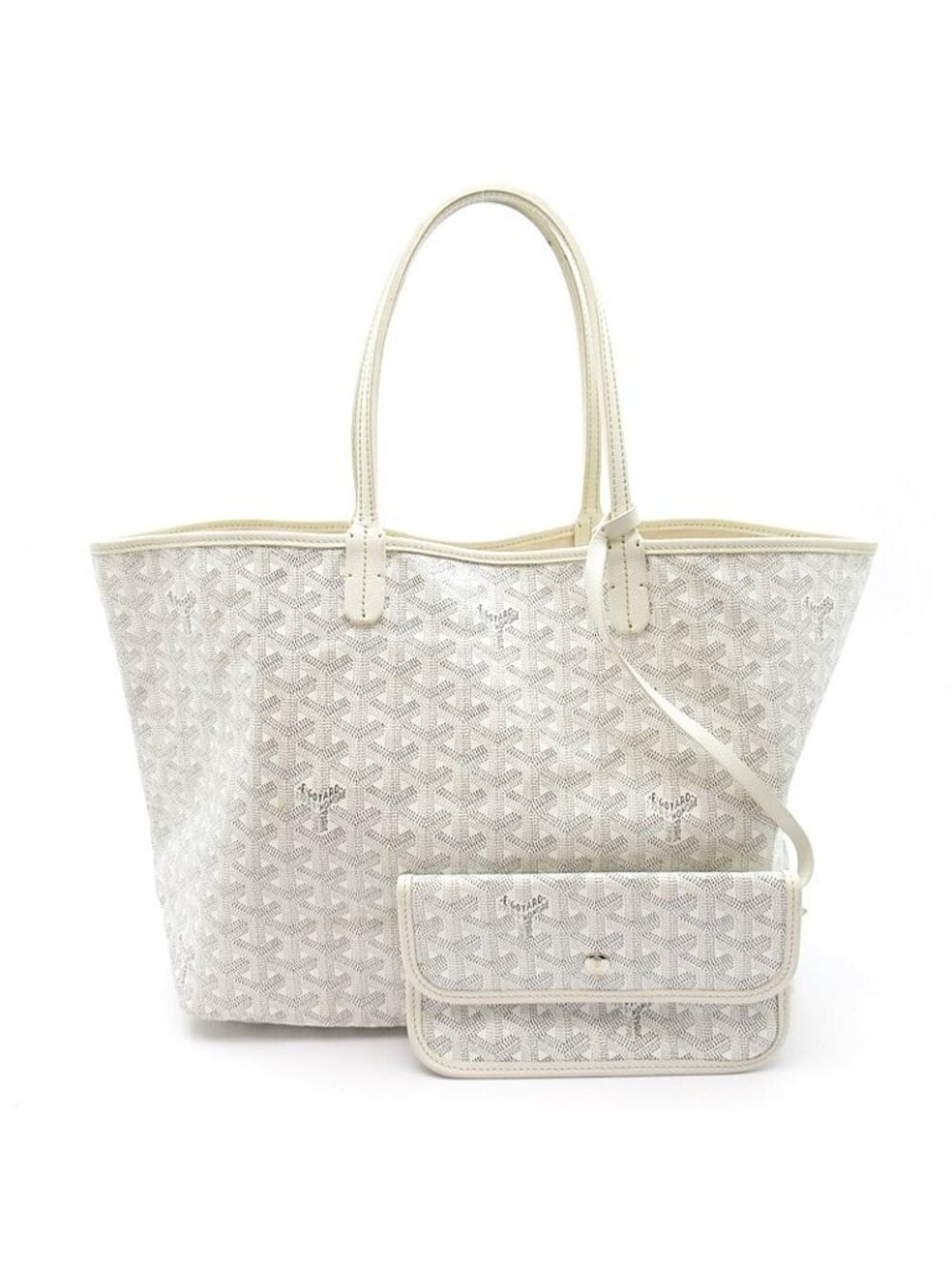 Goyard Saint Louis PM Leather Tote Bag White